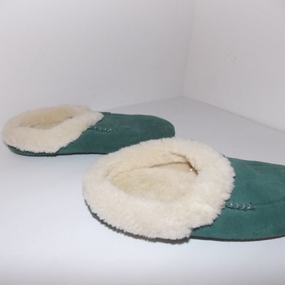 LLBean leather suede green slide slippers size 5 M - Picture 5 of 6